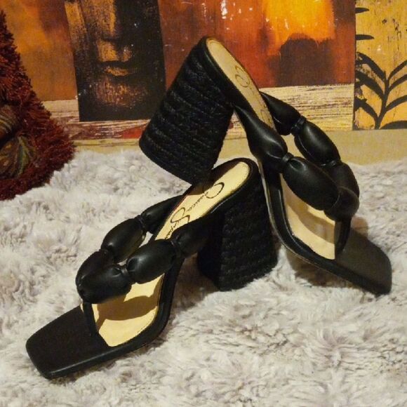 NWT Jessica Simpson Black Chunky Heel Sandals - Picture 4 of 4